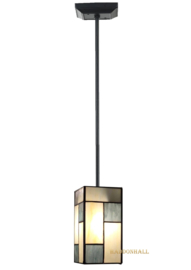 8131 ' Hanglamp Zwart met Tiffany kap B12cm Mondriaan