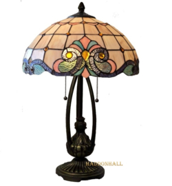 5807 Tafellamp Tiffany H60cm Ø40cm Lila Rose en Blauw