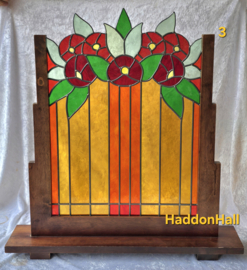 3 Paneel Tiffany op houten voet H79cm B67cm