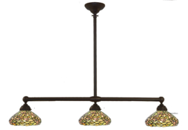 8262 * Hanglamp B90cm met 3 Tiffany kappen Ø27cm Settle Down