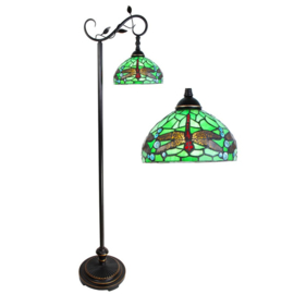 6242 * Vloerlamp - Leeslamp H152cm met Tiffany kap Ø25cm Dragonfly Green