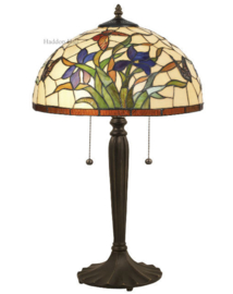 Y16392 * Tafellamp Zwart H62cm met Tiffany kap Ø40cm Papillons