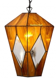9879 Hanglamp Tiffany H33cm 17x17cm Lantaarn model  laatste exemplaar