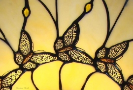 5345 * Tiffany tafellamp H72cm Ø50cm Black Butterfly