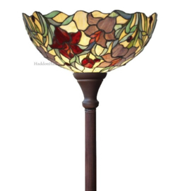 YT22 * Vloerlamp Uplight Bruin H184cm met Tiffany kap Ø40cm Red Lilly