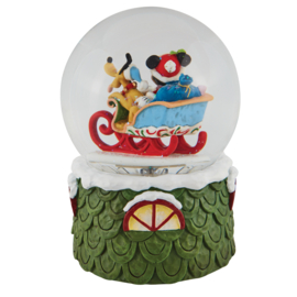 Mickey & Pluto Holiday Waterball - Jim Shore 6009581 superaanbieding , retired *