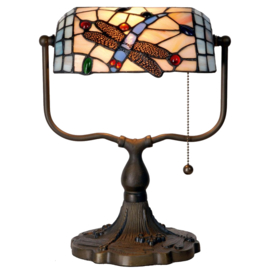 1144 *Tiffany bankierslamp  H35cm B27cm Blue Dragonfly burolamp bureaulamp