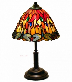 7808 * Tafellamp Tiffany H41cm Ø25cm Libelle Rood motief