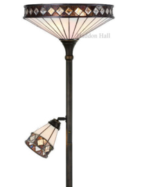 T4P40 * Vloerlamp H178cm met 2 Tiffany kappen Ø40 en Ø14cm Fargo