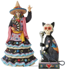 Day of the Dead Witch &Cat - Set van 2 Jim Shore beelden retired