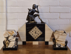 Art Deco Klok Ca1925 Frankrijk 3-delig