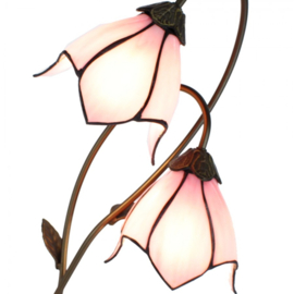 6257 Tafellamp Bureaulamp H61cm met 2 Tiffany kappen Ø18cm Plain Pink