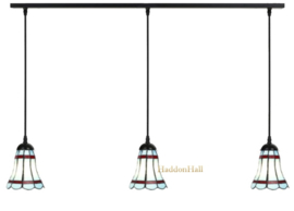 6249 Balk Zwart 100cm met 3 Tiffany kappen Ø13 Indigo Blue