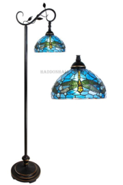 6241 Vloerlamp - Leeslamp H152cm met Tiffany kap Ø25cm Dragonfly Blue