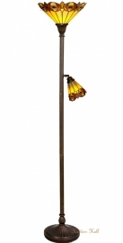 5718 * Vloerlamp H176cm  met 2 Tiffany kappen Ø35 & Ø14cm Thar Desert