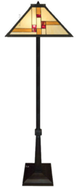 KT50 Vloerlamp Zwart  H161cm met Tiffany kap 46x46cm Quadratum