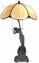 5719 * Tafellamp Jugendstil H66cm met Tiffany kap  Ø40cm Sienna