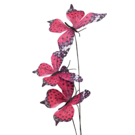 ' Vlinder Tak Textiel SET VAN 12 H65cm Roze 50871