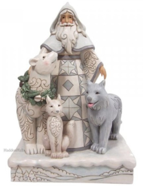 White Woodland Santa Statement With Animals 48 cm 6008858 retired laatste exemplaren  *