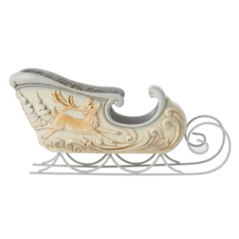 White Woodland Sleigh with Deer Scene B30,5cm Jim Shore 6011622 retired *