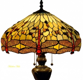 1102 9459 * Vloerlamp Tiffany Ø48cm  Bolling in de voet Beige Dragonfly