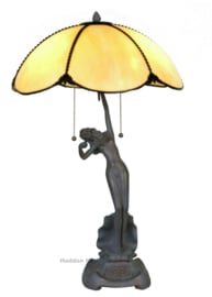 5719 * Tafellamp Jugendstil H66cm met Tiffany kap  Ø40cm Sienna