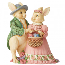 Bunny Couple with Basket H15cm Jim Shore 6006232 retired *