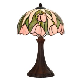 6307 * Tafellamp H40cm met Tiffany kap Ø25cm Tulips Joy
