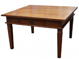 Tafel - Salontafel 90x90cm Massief teakhout 1 lade