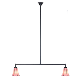 8187 Hanglamp Zwart B90cm met 2 Tiffany kappen Ø15cm Liseron Pink