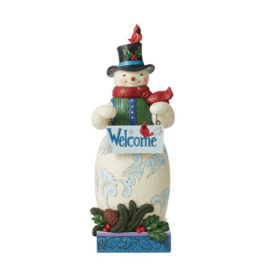 Snowman Statue with Two Sided Sign H48cm! Jim Shore 6007115