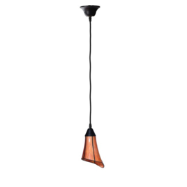 Hanglamp Textielsnoer Zwart met Tiffany kap Kleine Calla Oranje-Rood PREORDER
