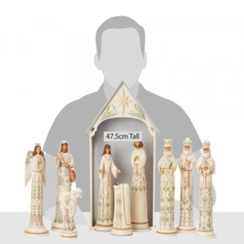 Kerststal Kerstgroep  White Woodland Nativity 10 piece Jim Shore 6004200  L.E. 750 worldwide *