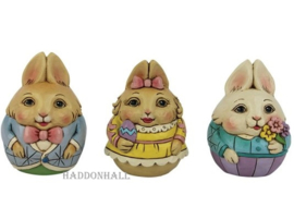 Bunny Egg Set van 3, H 6,5cm Jim Shore 6012273 retired  *