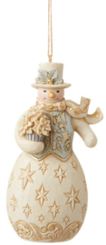 Holiday Lustre Snowman with Flowers Ornament H11cm Jim Shore 6009401 * Retired