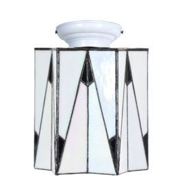 8409 Plafonniere White met Tiffany kap Ø20cm Art Deco French