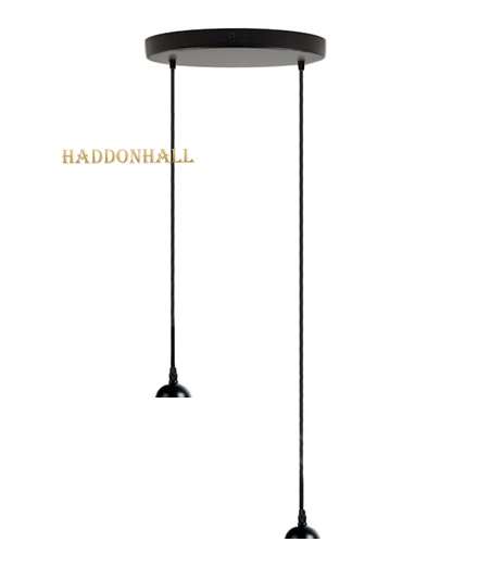 Rozet Ø25cm met 2 textielsnoer zwart 2xE27