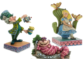 Alice , Mad Hatter & Cheshire Cat - Set van 3 Jim Shore Personality Pose beelden *