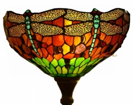 9201 * Vloerlamp H184cm met Tiffany kap Ø40cm Red Green Dragonfly