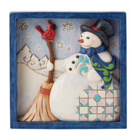 Snowman Plaque 16x16cm Jim Shore 6009565 retired * beperkte voorraad