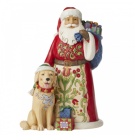 Festive, Furry Friendship -Santa with Dog - H23cm - Jim Shore 6006636 retired uit 2020 laatste exemplaar *