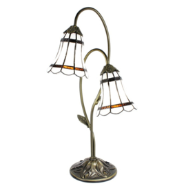 6253 Tafellamp Bureaulamp H61cm met 2 Tiffany kappen Ø15cm