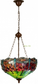 9200 8842 * Hanglamp Tiffany Ø51cm Red Green Dragonfly