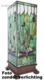 5847 * Tafellamp Tiffany H44cm 17x17cm Windlicht model Dragonfly Forest