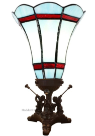 6202 *Tafellamp Engelen H24cm met Tiffany kap Ø13cm Indigo Blue