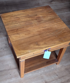 Tafel -Bijzettafel 60x60cm H50cm met onderblad - Massief Teakhout