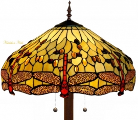 1102 9454 * Vloerlamp Tiffany  Ø48cm Ronde voet Beige Dragonfly