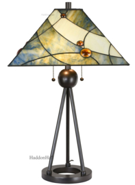 7989 Tafellamp H73cm met Tiffany kap 44x44cm Sky Blue