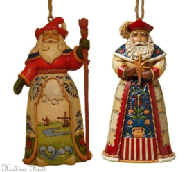 Dutch & Polish Santa - Set van 2 Jim Shore Hanging Ornaments retired