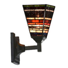 8117 * Wandlamp Zwart met Tiffany kap 13x13cm Industrial